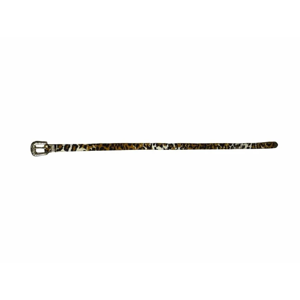 Women's Leppard animal print belt 34 inches silver tone buckle